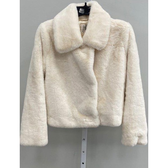 Altar'd State Jackets & Blazers - Altar'd State Faux Fur Coat Womens XS Ivory Cropped Plush Jacket Excellent